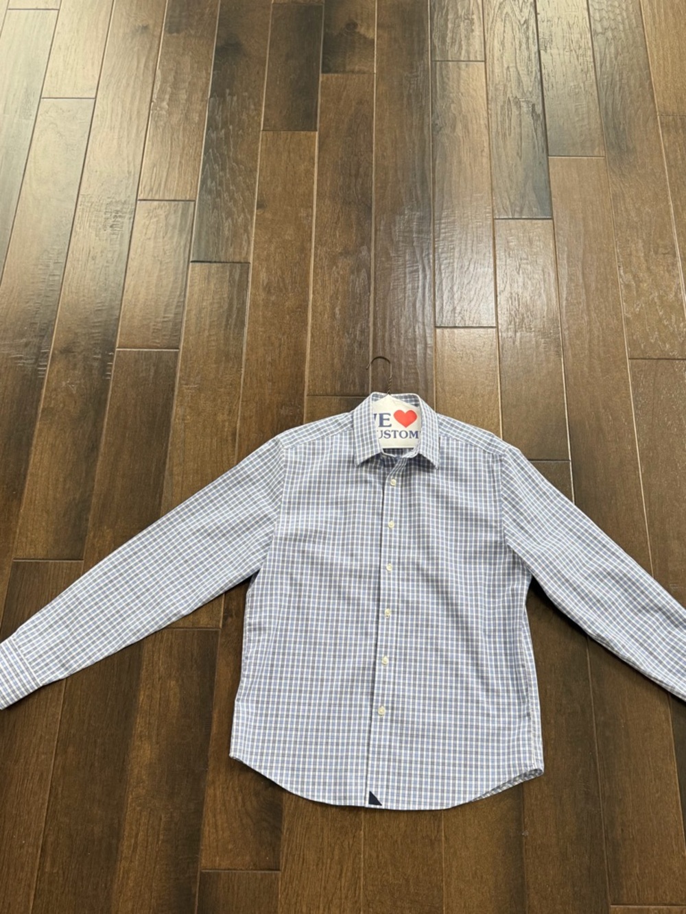 UNTUCKit Men's Light Blue and White Check Dress Shirt
